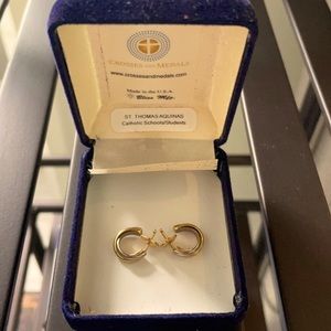 Trinity White Yellow and Rose 18k Gold Earrings